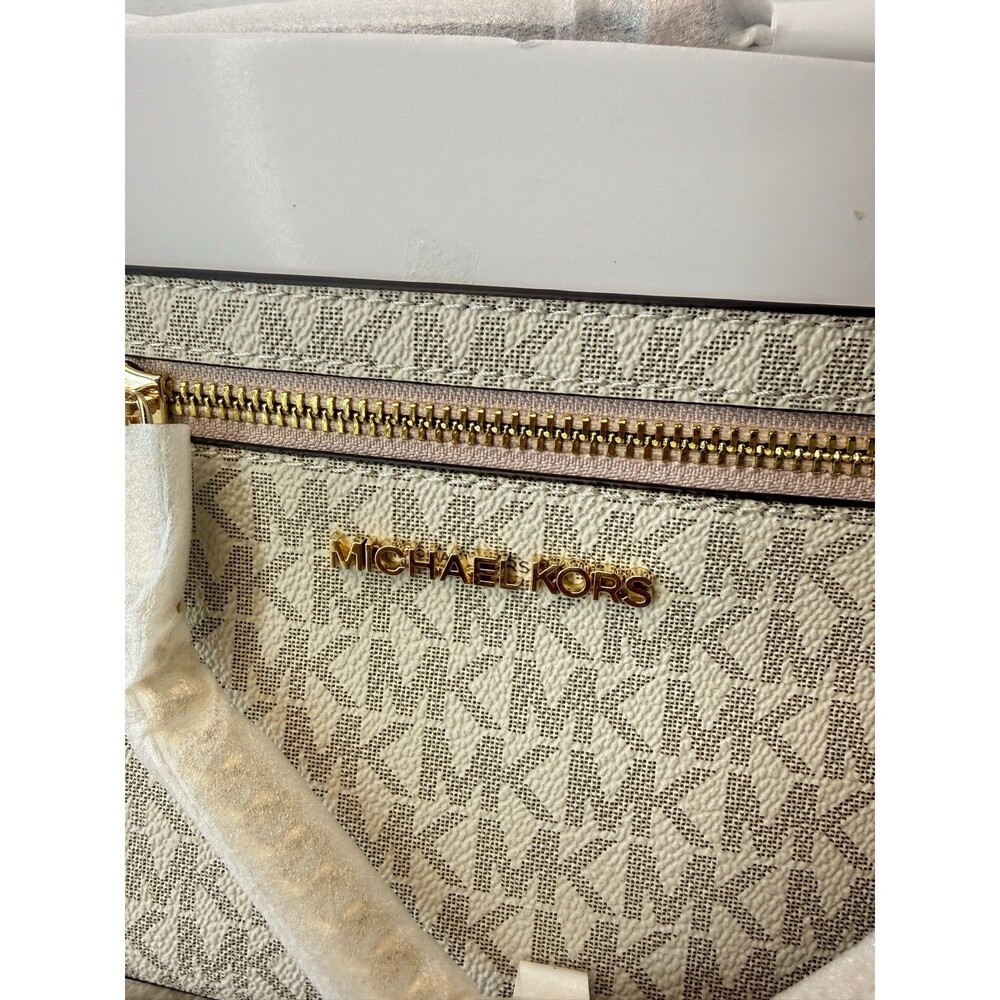 New Michael Kors Jet Large East West Zip Chain Crossbody Bag Vanilla Pink - Picture 6 of 16